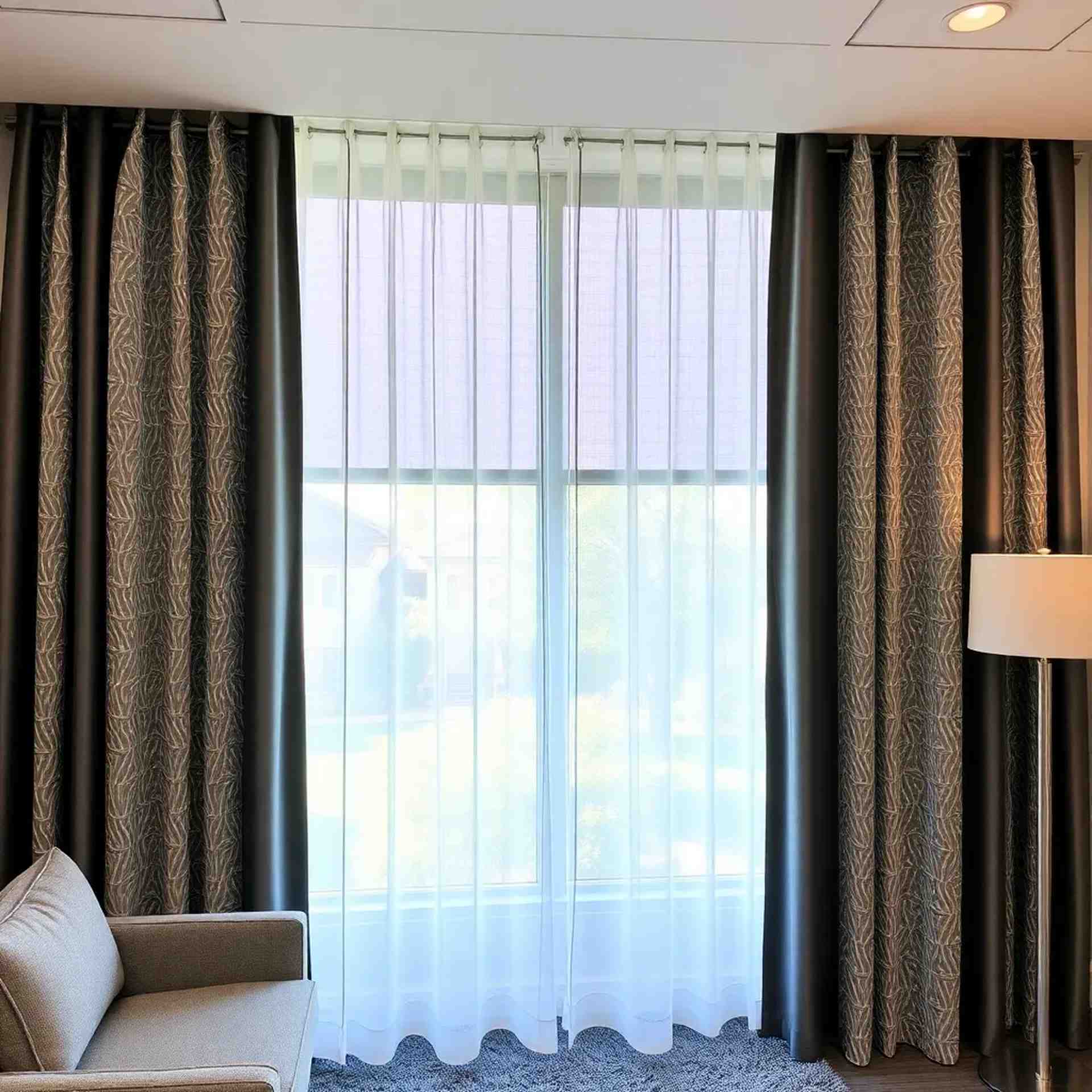 Showroom Eleganza Tessile Roma con campioni di tessuti e tende